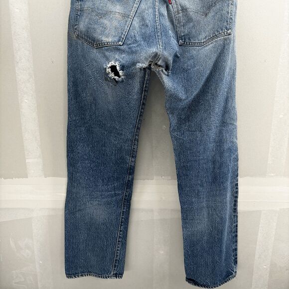 Vintage Levis Single Stitch Redline Selvedge #6 Button 70s 32x32 Thrashed - Picture 13 of 16